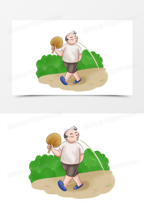 手绘男子不文明行为之随地吐痰元素