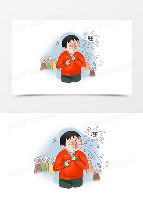 手绘不文明行为随地吐痰素材