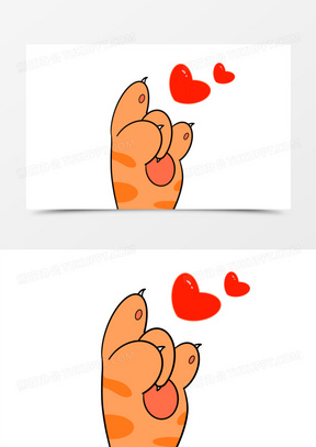 卡通猫爪比心免抠素材30手绘卡通猫爪底纹素材40猫咪爪子手势手绘可爱