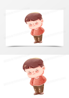 手绘卡通伤心难过的小男孩免抠人物元素