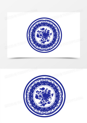 青花瓷印花图案中式素材