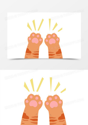 卡通矢量猫爪警告素材
