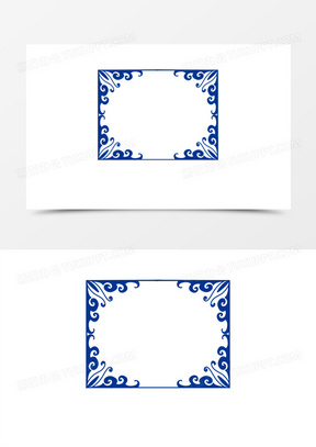 青花瓷图案边框元素