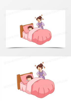 早上起床图片卡通简单_起床图片简笔画带颜色下载_熊猫办公