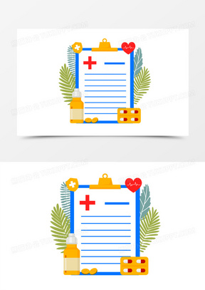 卡通矢量医生体检报告素材