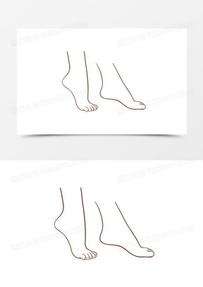 手绘光脚赤脚线描装饰元素