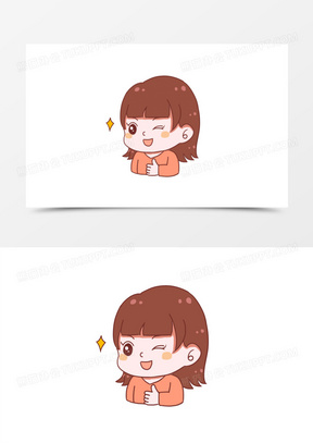 手绘卡通眨眼的人物元素