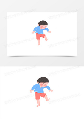 手绘卡通光脚的男孩素材