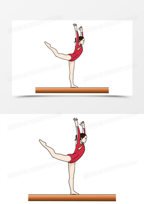 卡通手绘体操运动员平衡项目元素