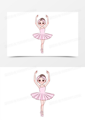 组手绘可爱芭蕾舞女孩优雅舞蹈系列五元素