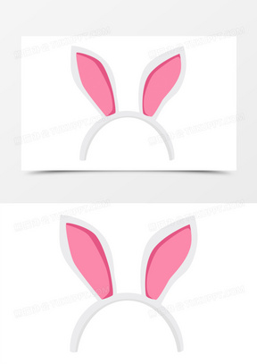 粉红兔子耳朵头套装饰素材