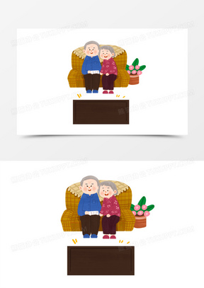 脑白金老年人270老年人的聚会420手绘卡通老年人买补充保险场景插画免