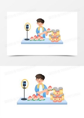 手绘卡通农产品直播卖货免抠素材