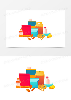 卡通矢量零食大礼包免抠素材