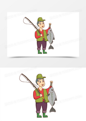 渔民捕鱼图片卡通版