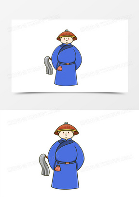 卡通手绘古代胖太监胖公公元素