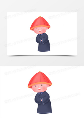 手绘卡通小太监低头免抠元素