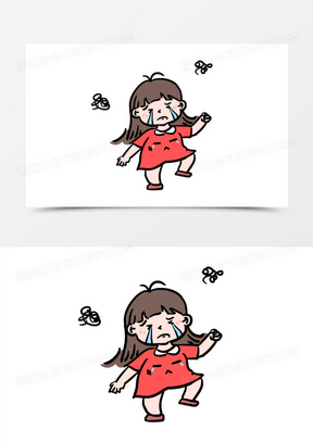 手绘卡通女孩崩溃心理情绪烦躁郁闷元素