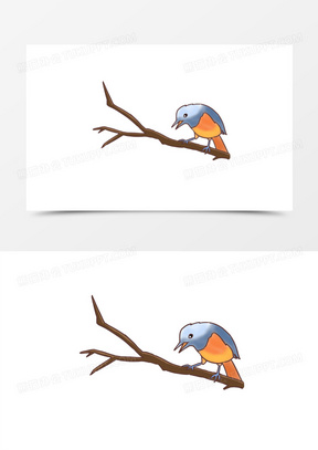 手绘卡通青鸟小鸟元素