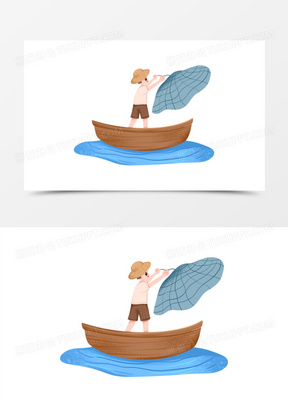 渔民捕捞图片卡通