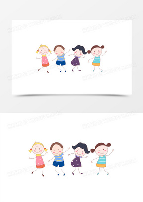 卡通简笔画跳舞小孩儿童小人免抠元素