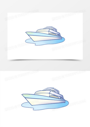 手绘卡通简笔画出海游艇免抠元素