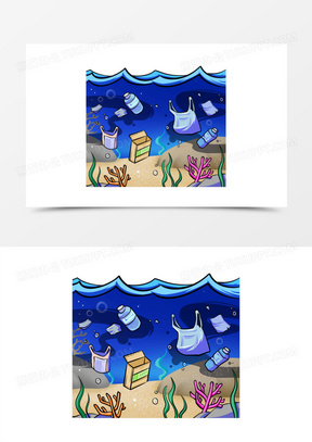 海洋污染图片卡通创意设计