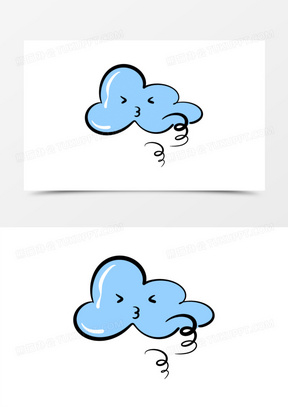 卡通手绘免抠天气之刮风元素