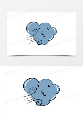 卡通手绘免抠天气之台风大风元素