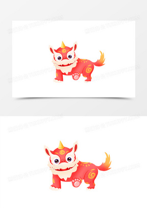 手绘卡通可爱年兽免抠元素