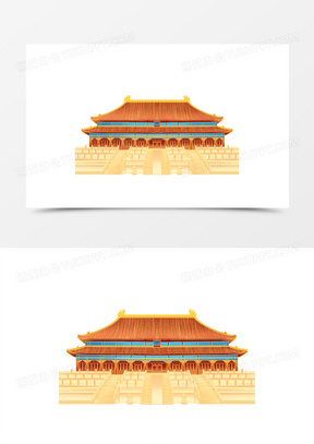 手绘国潮风故宫建筑元素