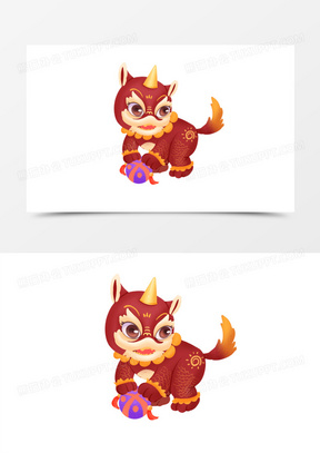 手绘卡通可爱年兽免抠元素