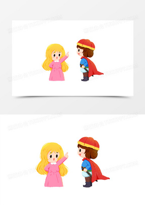 卡通手绘免抠王子和公主