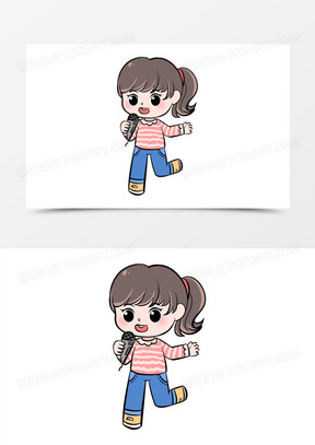 一组卡通q版女学生快乐寒假生活合集系列一元素