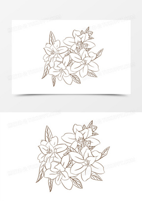 手绘线稿栀子花免抠元素