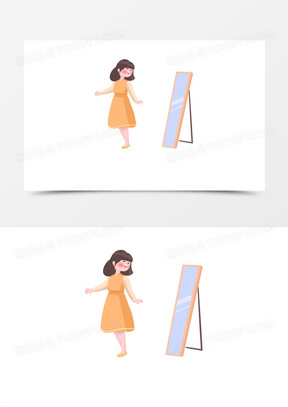 照镜子图片卡通动漫
