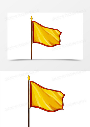 手绘黄色战旗旗帜素材