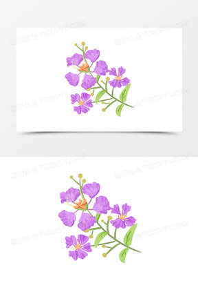 手绘卡通植物紫薇花免抠素材