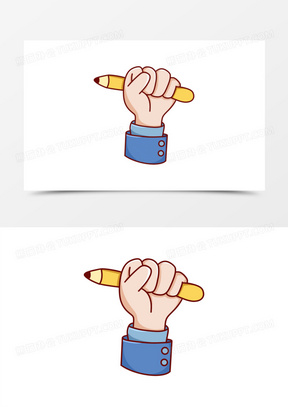 卡通手绘手握铅笔元素