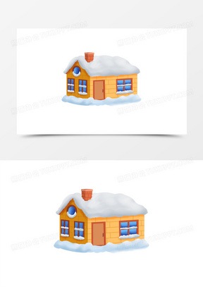 卡通手绘免抠雪屋素材