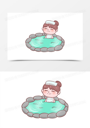 泡温泉图片卡通可爱高清