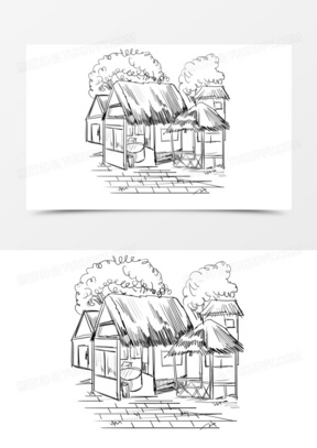 茅草屋顶画法图片