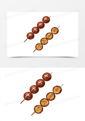 一组手绘水彩风各类烤串之系列八免抠元素