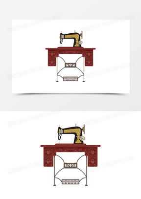 手绘复古老式缝纫机素材