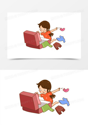 手绘卡通找东西免抠元素