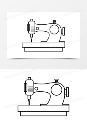 黑白线稿缝纫机线稿装饰素材