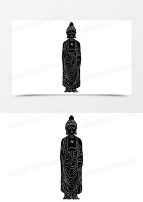 手绘剪影风佛像免抠元素