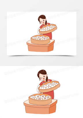 手绘卡通蒸馒头包子免抠元素