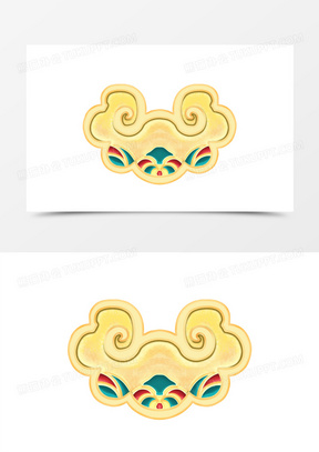 手绘立体感手绘平安金锁素材