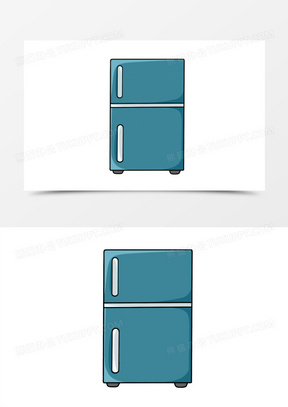 卡通手绘免抠老式家用电器之冰箱素材